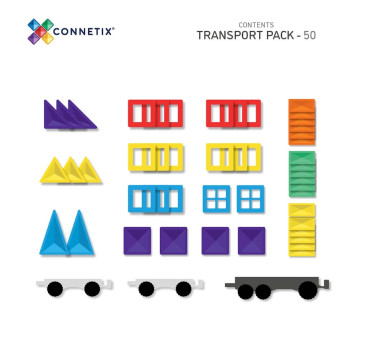 Transport - Tęczowe - Klocki Magnetyczne - 50 Elementów - Connetix