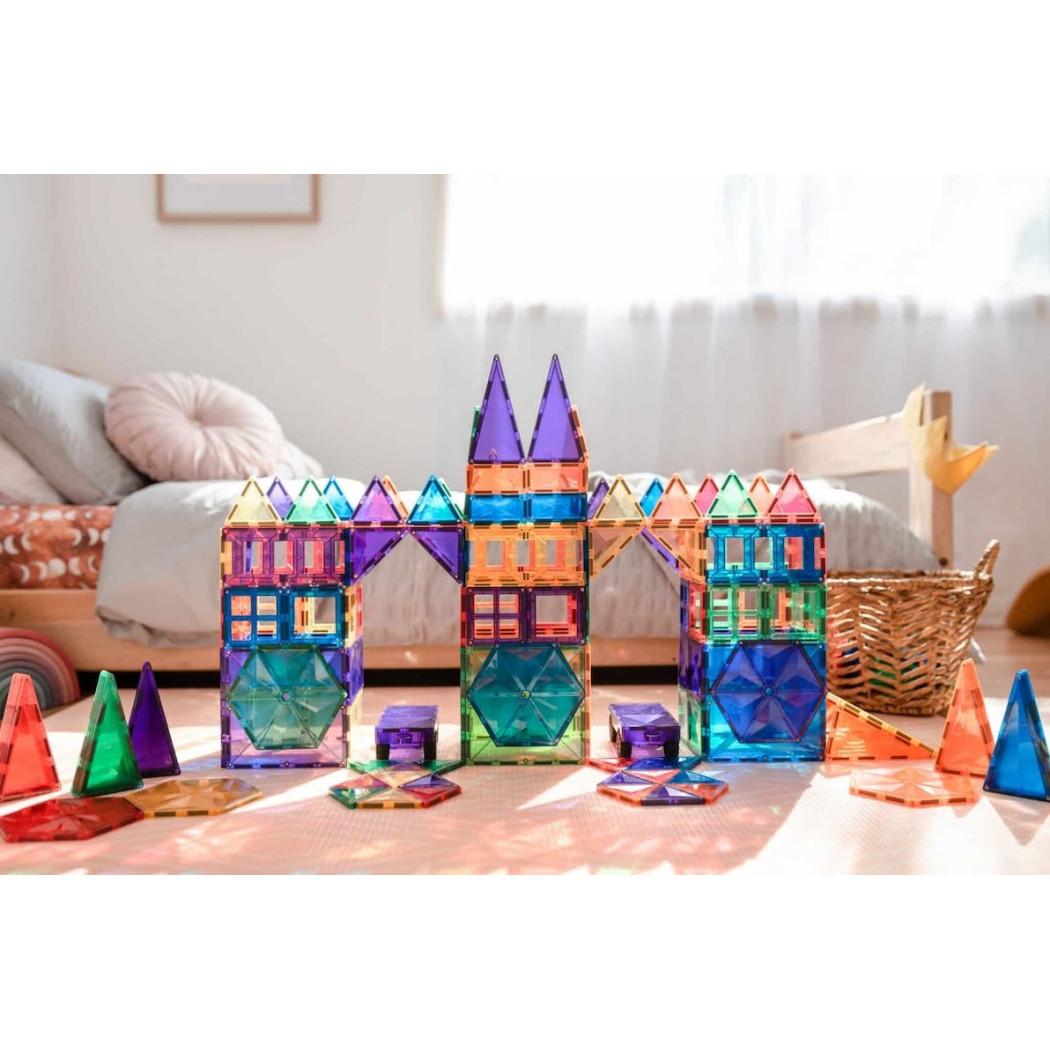 Ogromny Tęczowy Zestaw Konstrukcyjny - 212 Elementów - Klocki Magnetyczne - Connetix