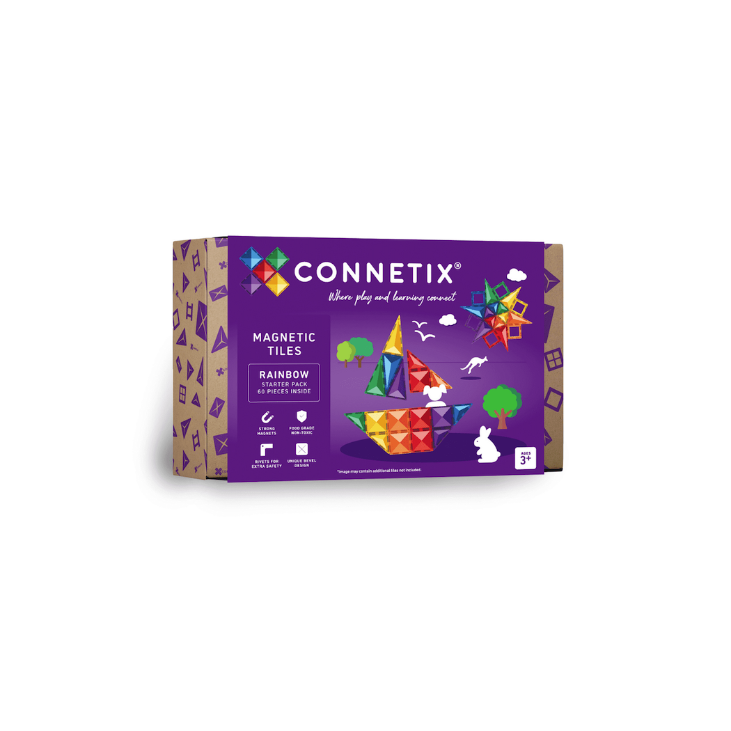 Tęczowy Zestaw Startowy - Klocki Magnetyczne - Rainbow Starter Pack - 60 Elementów - Connetix