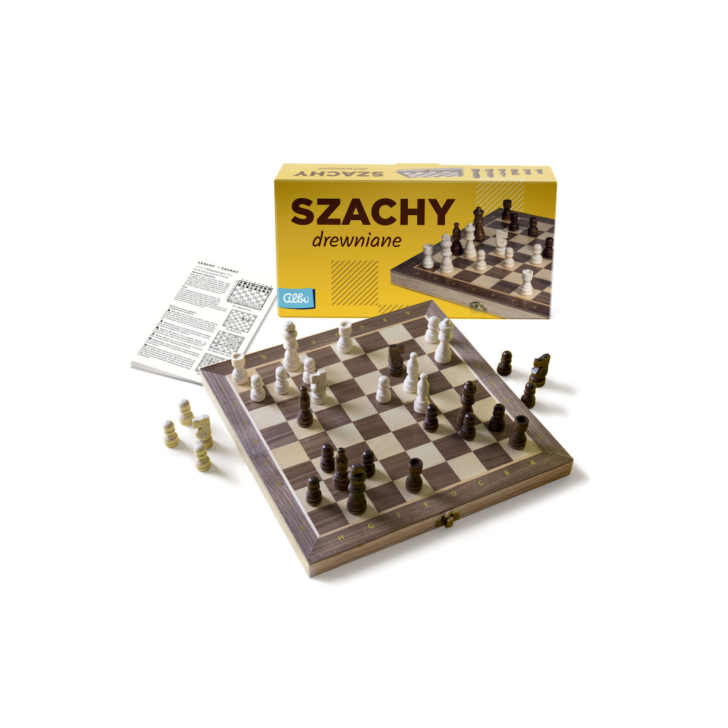 Szachy Drewniane - Gra Planszowa w Drewnianym Pudełku - Albi