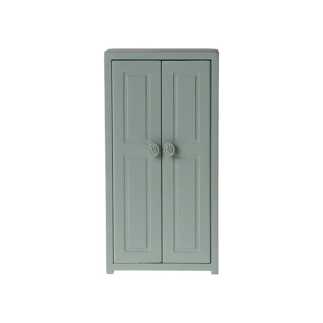 Błękitna Drewniana Szafa - Closet Mouse Soft Blue - Akcesoria dla Lalek - Maileg
