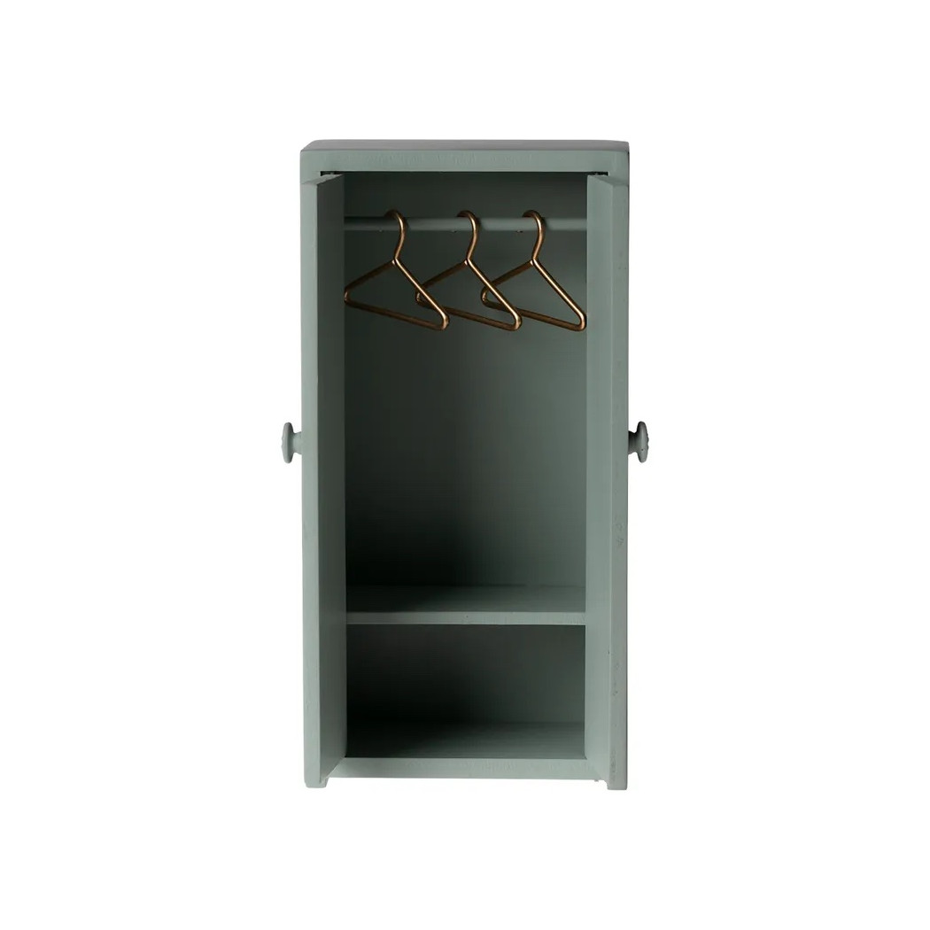 Błękitna Drewniana Szafa - Closet Mouse Soft Blue - Akcesoria dla Lalek - Maileg