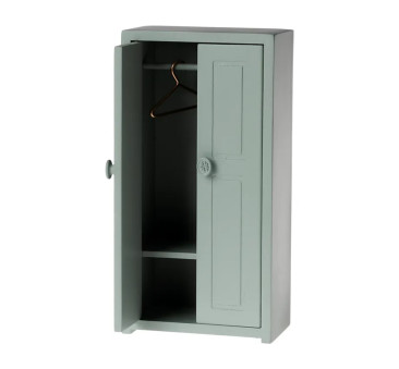 Błękitna Drewniana Szafa - Closet Mouse Soft Blue - Akcesoria dla Lalek - Maileg