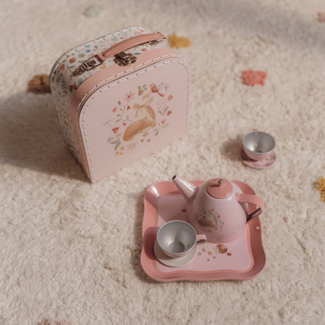 Zestaw do Herbaty w Walizce - Imbryk i Dwie Filiżanki - Fairy Garden - Little Dutch