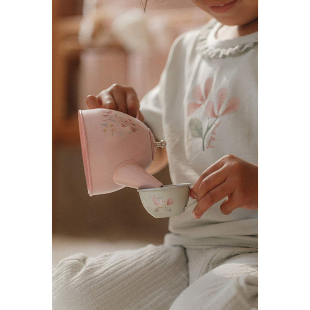 Metalowy Zestaw do Herbaty - Imbryk i Cztery Filiżanki - Fairy Garden - Little Dutch