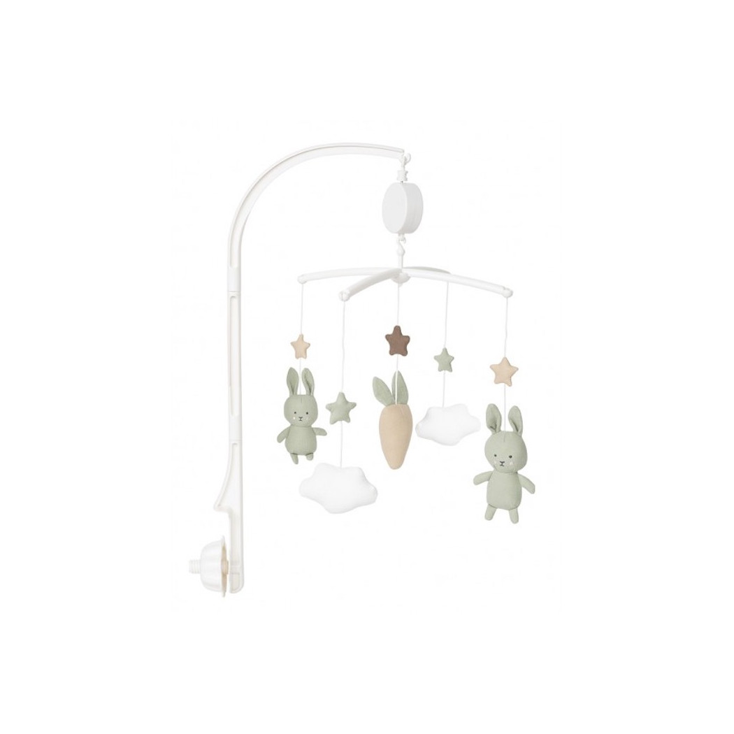 Zielony Królik - Karuzela Pozytywka Do Łóżeczka z Uchwytem - JaBaDaBaDo