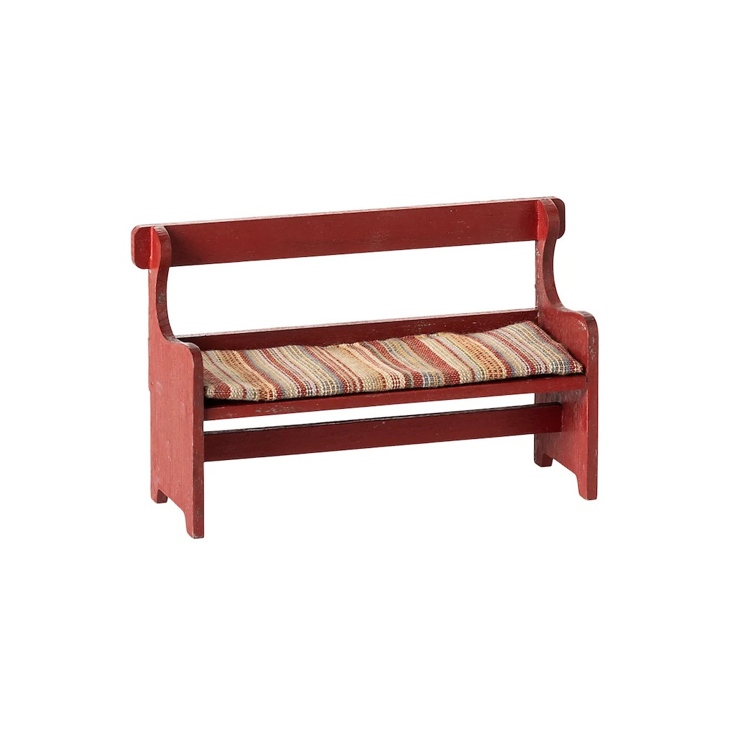 Czerwona Drewniana Ławka - Bench Mouse Red - Akcesoria dla Lalek - Maileg