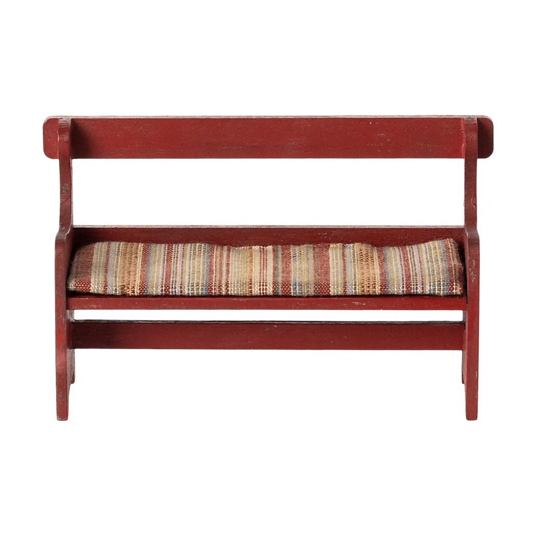 Czerwona Drewniana Ławka - Bench Mouse Red - Akcesoria dla Lalek - Maileg