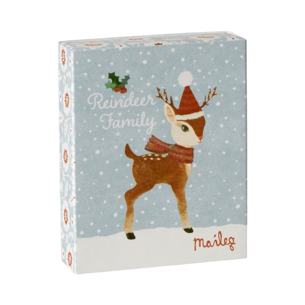 WYPRZEDAŻ Rodzina Reniferów - Zestaw 4 Zawieszek w Ozdobnym Pudełku - Dekoracja Bożonarodzeniowa - Maileg