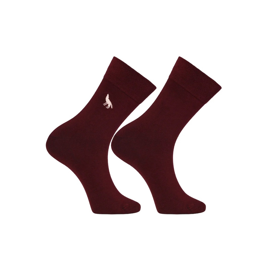 Bordowe z Wilkiem - 39-42 - Eleganckie Męskie Skarpetki - Moraj