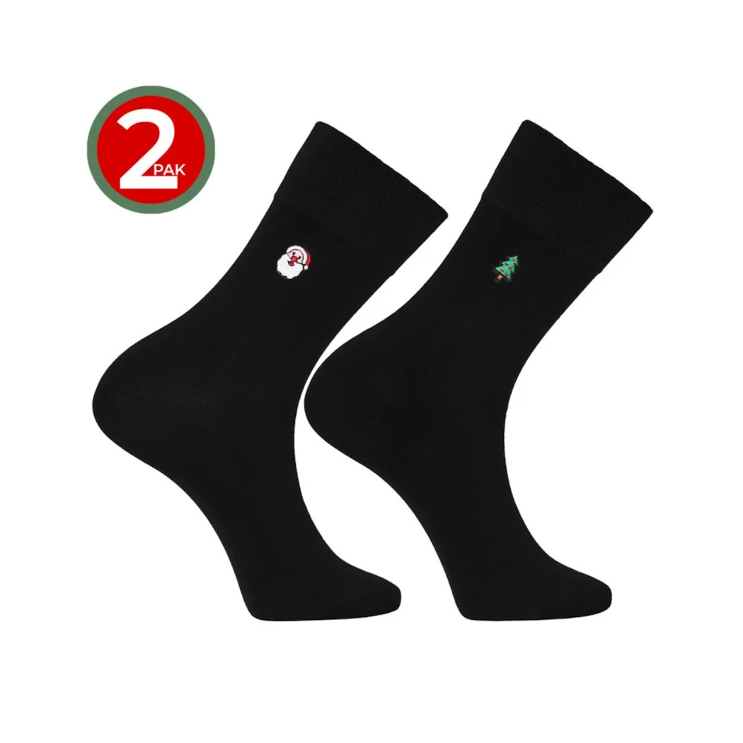 Mikołaj i Choinka - Skarpetki Świąteczne - 43-45 - Ozdobne Opakowanie - Dwupak - Moraj