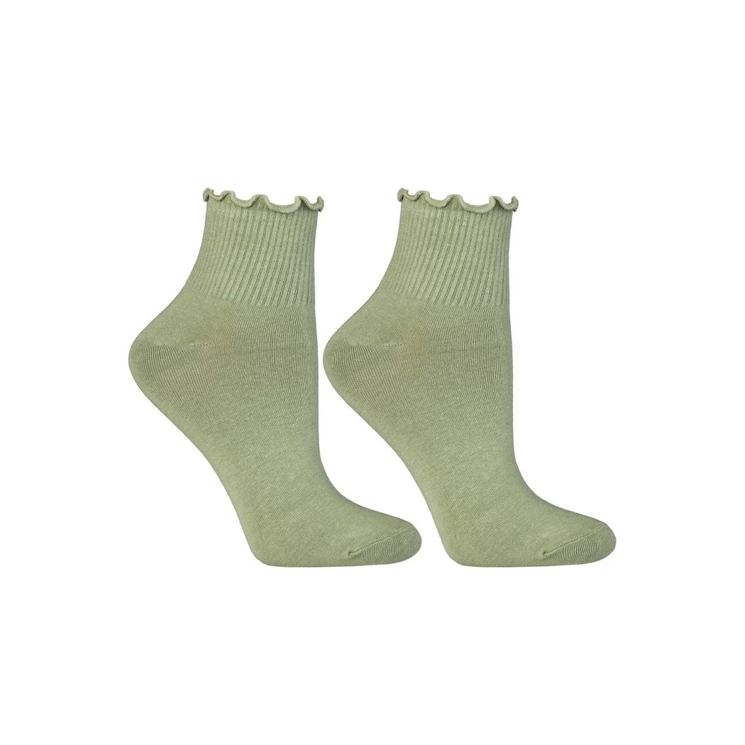 Pistacjowe z Falbanką - 35-38 - Skarpetki Damskie - Moraj