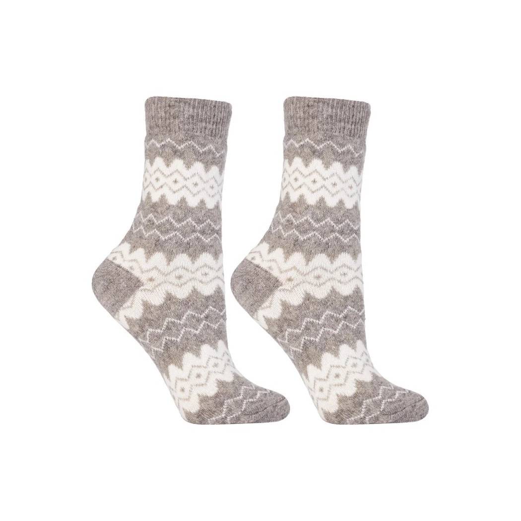 Beżowe Nordyckie Skarpetki z Wełną - 35-38 - Ciepłe Grube Termo - Moraj