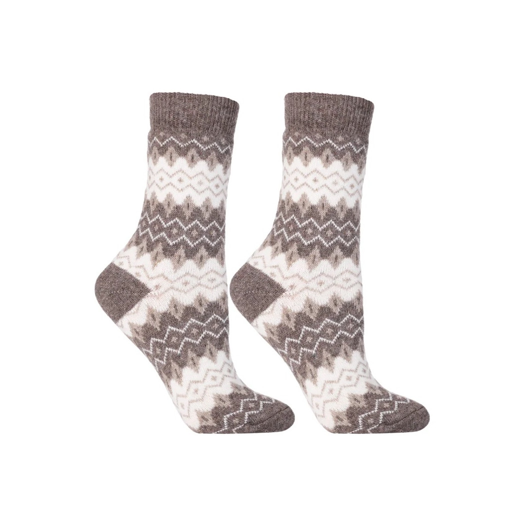 Brązowe Nordyckie Skarpetki z Wełną - 35-38 - Ciepłe Grube Termo - Moraj