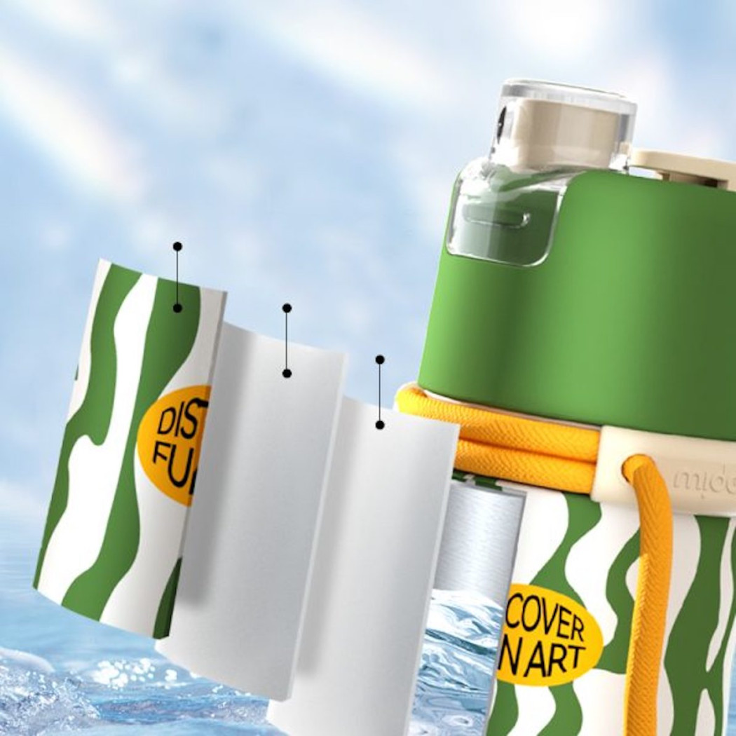 Zielony Bidon ze Spryskiwaczem - 500 ml - Zraszacz dla Dzieci - Mideer