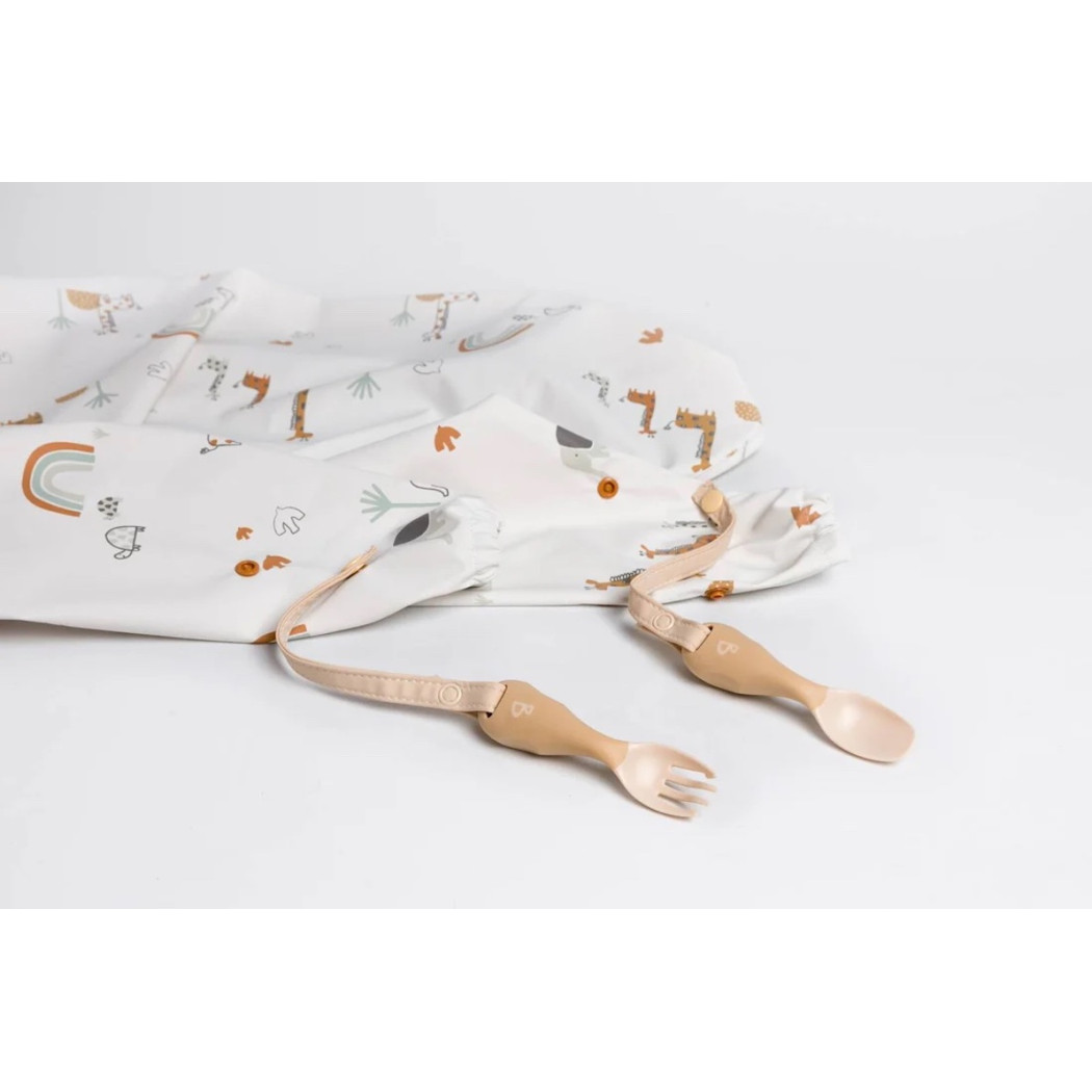 Żyrafy - Serengeti Spaghetti - Wodoodporny Śliniak z długim rękawem BLW - BIBaDO