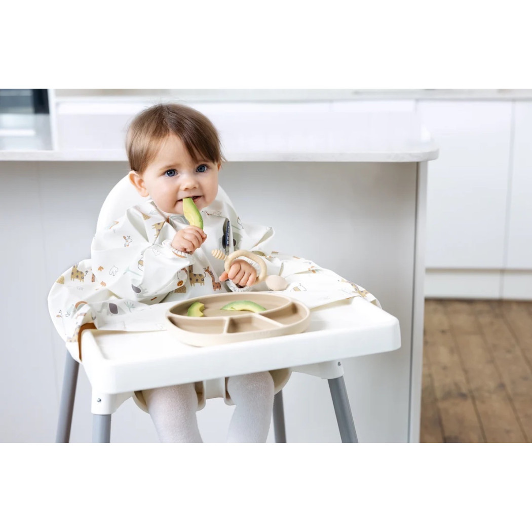 Żyrafy - Serengeti Spaghetti - Wodoodporny Śliniak z długim rękawem BLW - BIBaDO