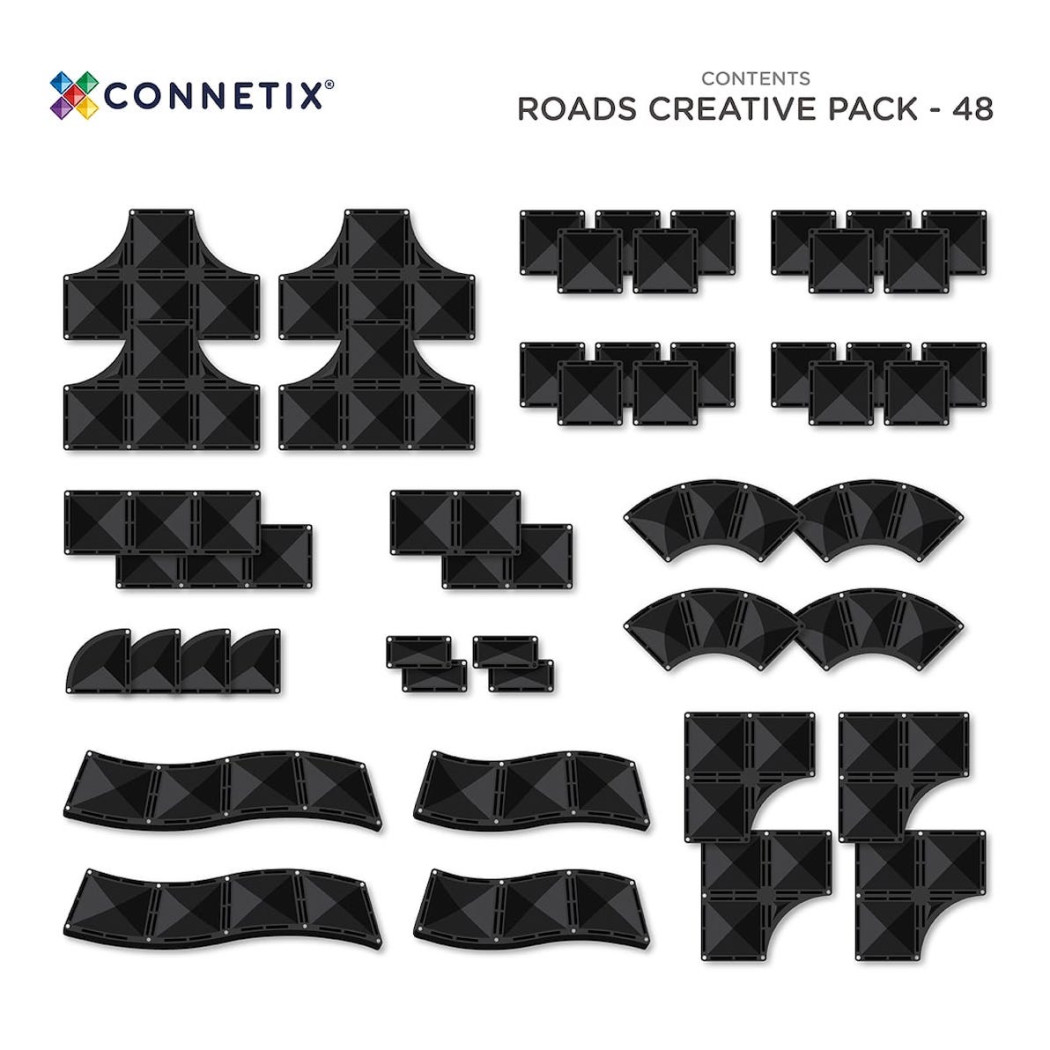 Drogi Magnetyczne - Klocki Jezdnie - Creative Roads - 48 Elementów - Connetix