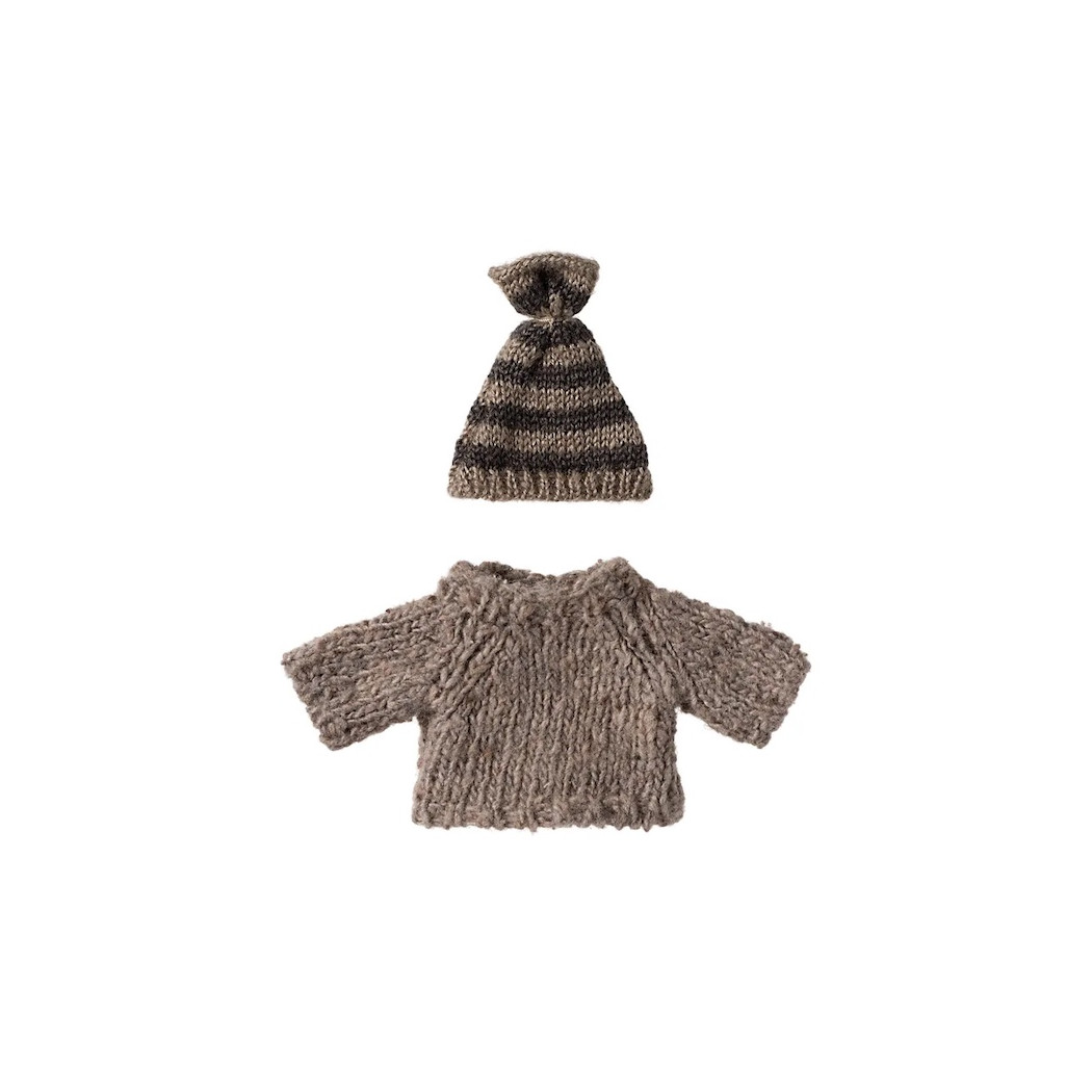 Ubranko Dla Starszego Brata - Sweterek i Czapka - Knitted Sweater And Hat - Big Brother Mouse - Maileg