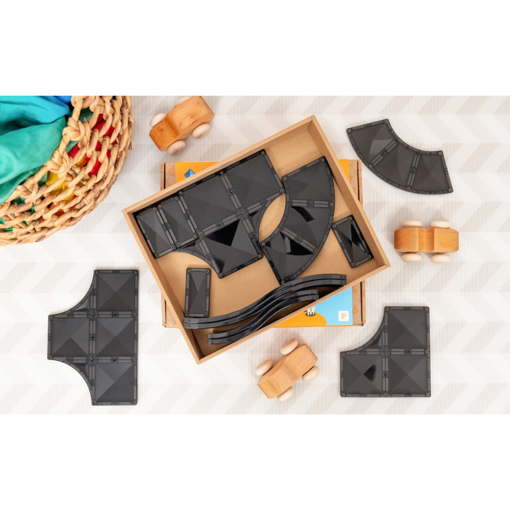 Podjazdy i Skrzyżowania - Klocki Magnetyczne Jezdnie - 16 Elementów - Connetix