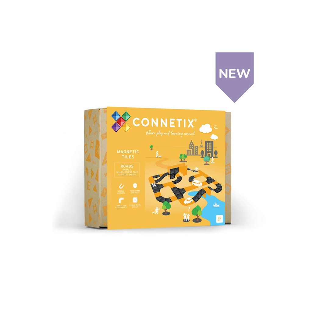 Podjazdy i Skrzyżowania - Klocki Magnetyczne Jezdnie - 16 Elementów - Connetix