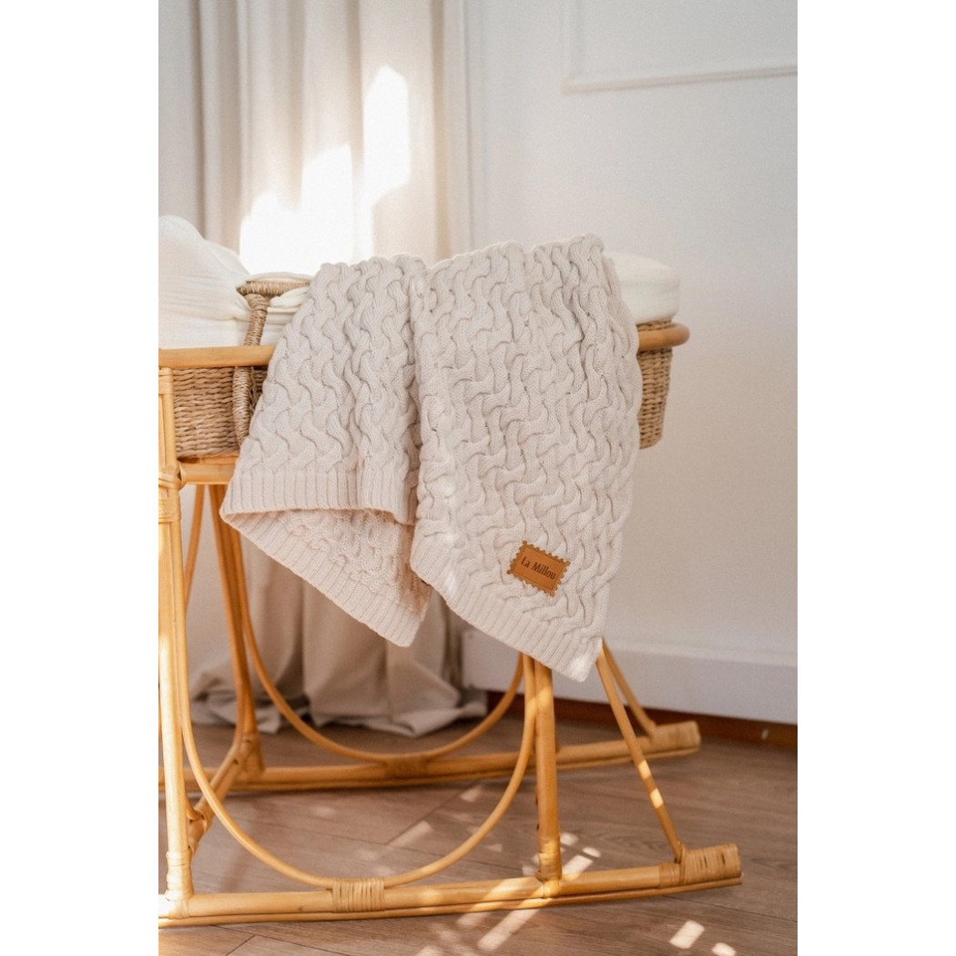 Stoned Sand - Koc z Wełny Merynosa - Kremowy - 85x85 - 100% Wełna Merino - La Millou