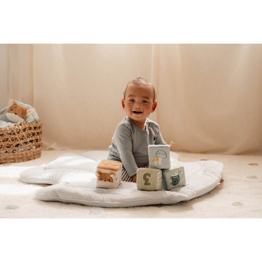 Cztery Miękkie Kostki - Motyw Leśny - Pluszowe Kostki Sensoryczne i Aktywizujące - Forest Firends - Little Dutch