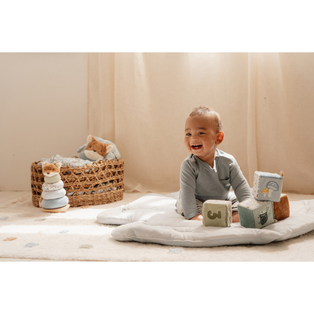 Cztery Miękkie Kostki - Motyw Leśny - Pluszowe Kostki Sensoryczne i Aktywizujące - Forest Firends - Little Dutch