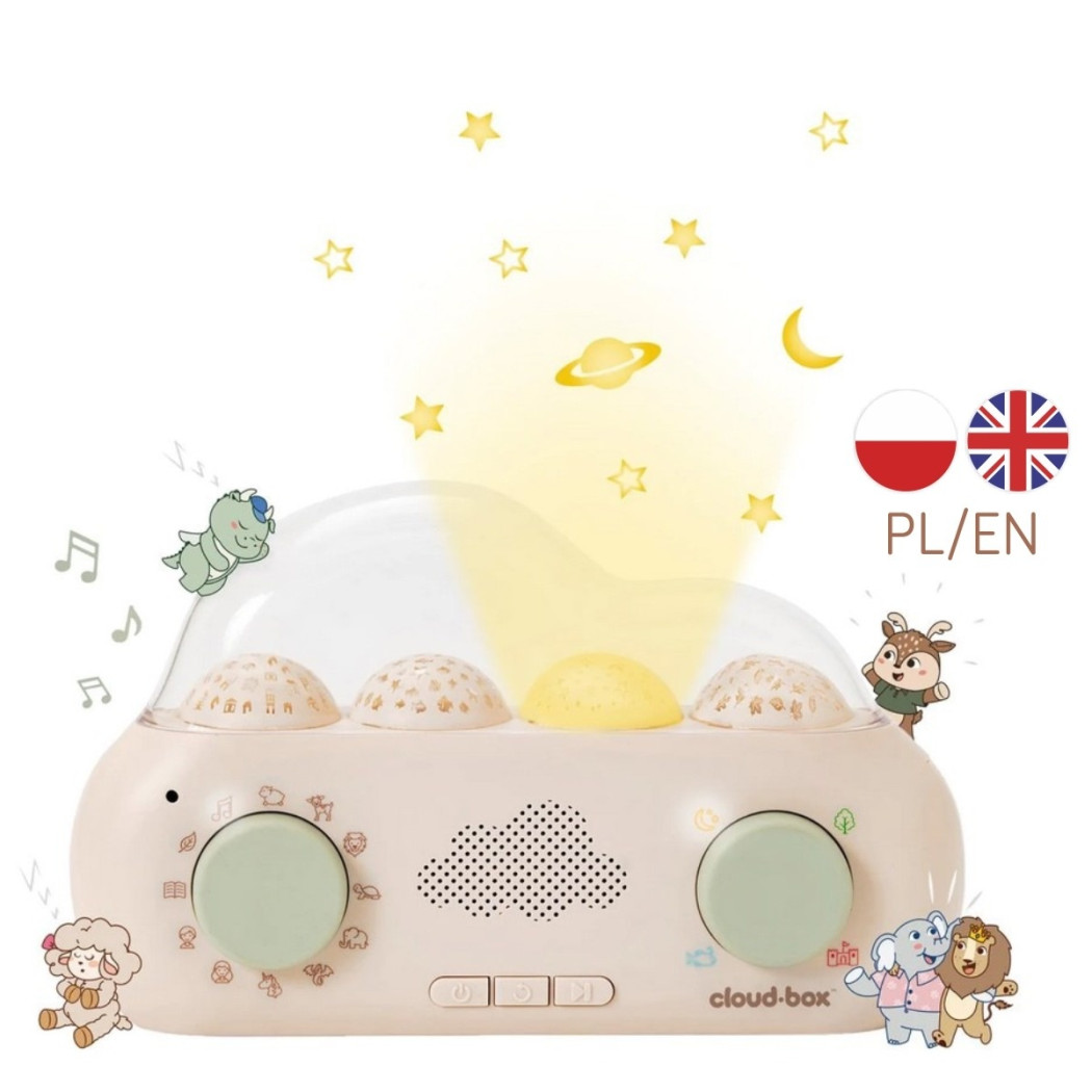 CloudBox PL - Muzyczny Projektor z Bajkami - Opowiada 36 Bajek - Wersja polsko-angielska - Cloud B