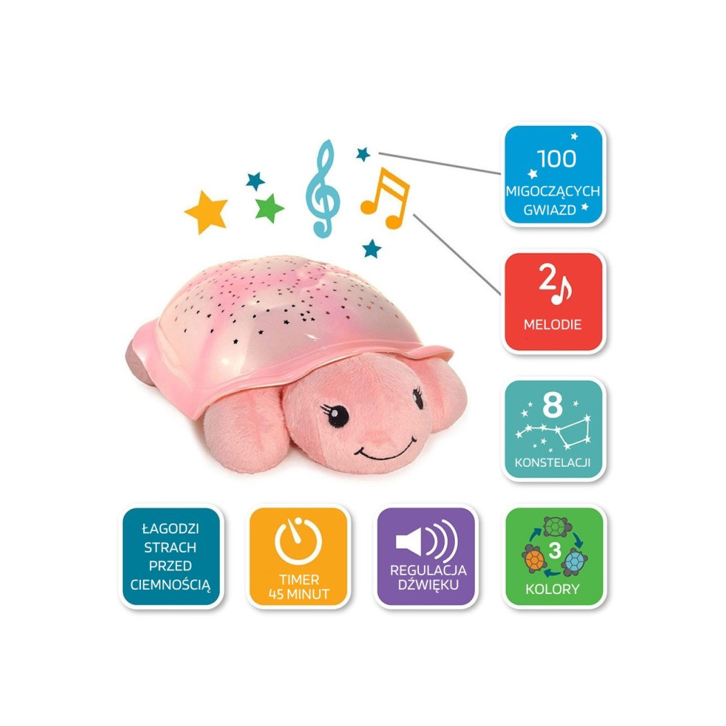 Różowy Żółw - Projektor Gwiezdny Grający 2 Melodie - Cloud b® Twilight Turtle™ - Cloud B