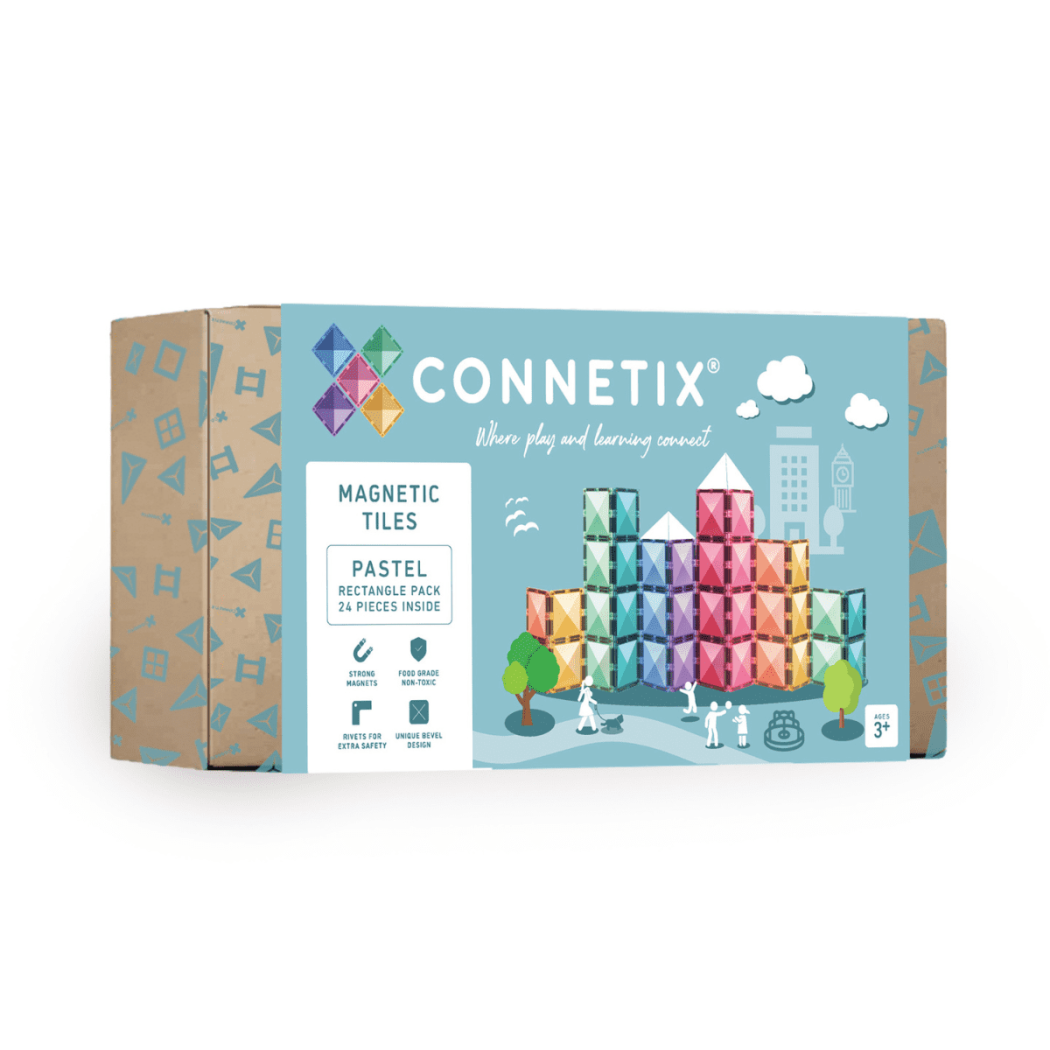 Pastelowe Prostokąty - Klocki Magnetyczne - Pastel Rectangle Pack - 24 Elementy - Connetix