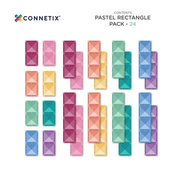 Pastelowe Prostokąty - Klocki Magnetyczne - Pastel Rectangle Pack - 24 Elementy - Connetix