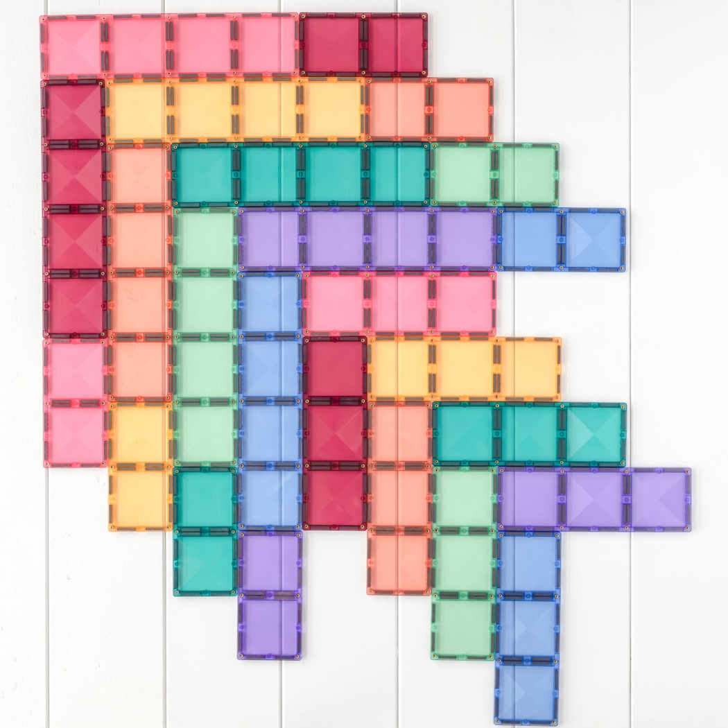 Pastelowe Prostokąty - Klocki Magnetyczne - Pastel Rectangle Pack - 24 Elementy - Connetix