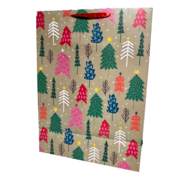 Kolorowe Drzewka Leśne - Duża Świąteczna Torba Prezentowa XL - 56x40x20 cm