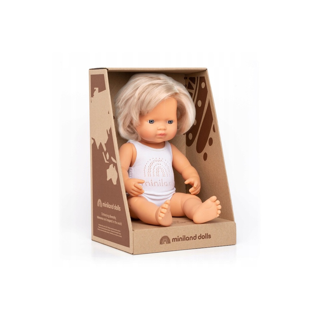 Europejka Blond Włosy 38 cm - Lalka Dziewczynka -  Blond Włosy - Miniland Doll - Miniland
