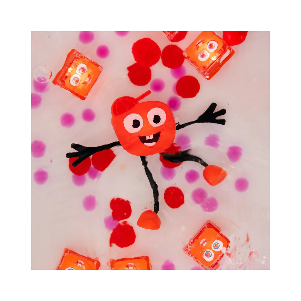 Postać Sammy oraz 2 kostki Sensoryczne Świecące w Wodzie - Kolor Czerwony - Glo Pals