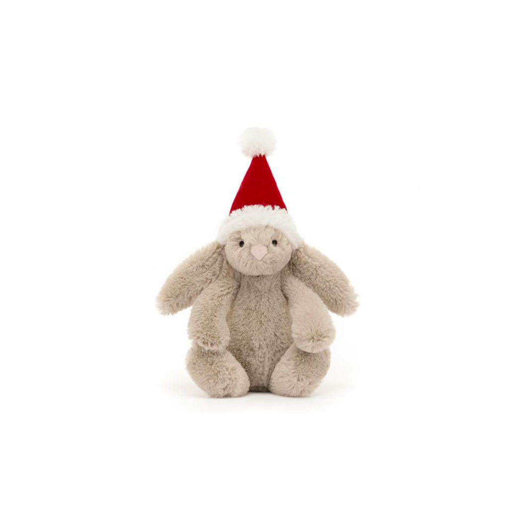 Zawieszka Króliczek w Czapce Mikołaja - Pluszowa Maskotka Bombka 13 cm - JellyCat
