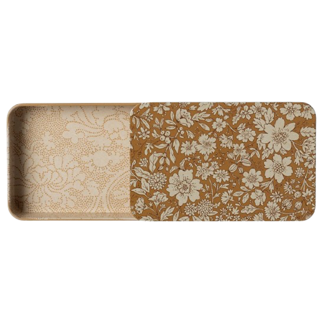 Ocher Metalowe Pudełko z Przesuwaną Pokrywką - Metal Box Sliding Lid Blossom- Maileg