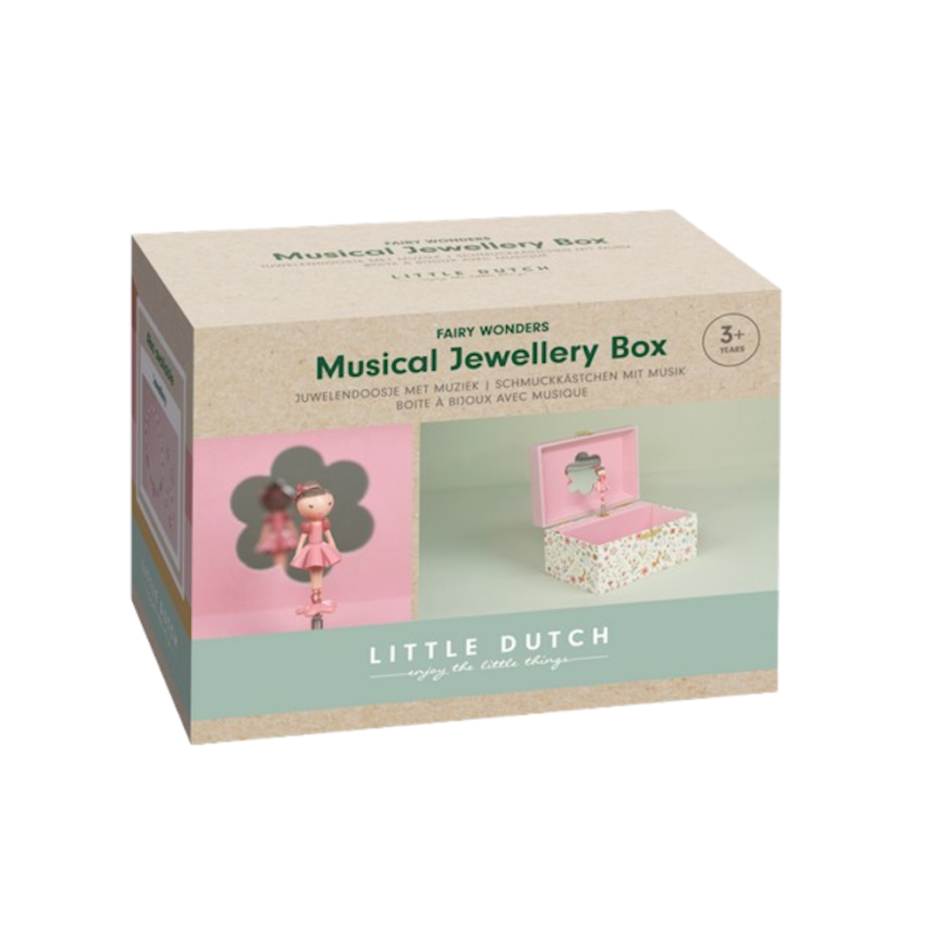 Różowa w Kwiaty Duża Szkatułka na Biżuterię Pozytywką i Baletnicą - Rosa - Little Dutch