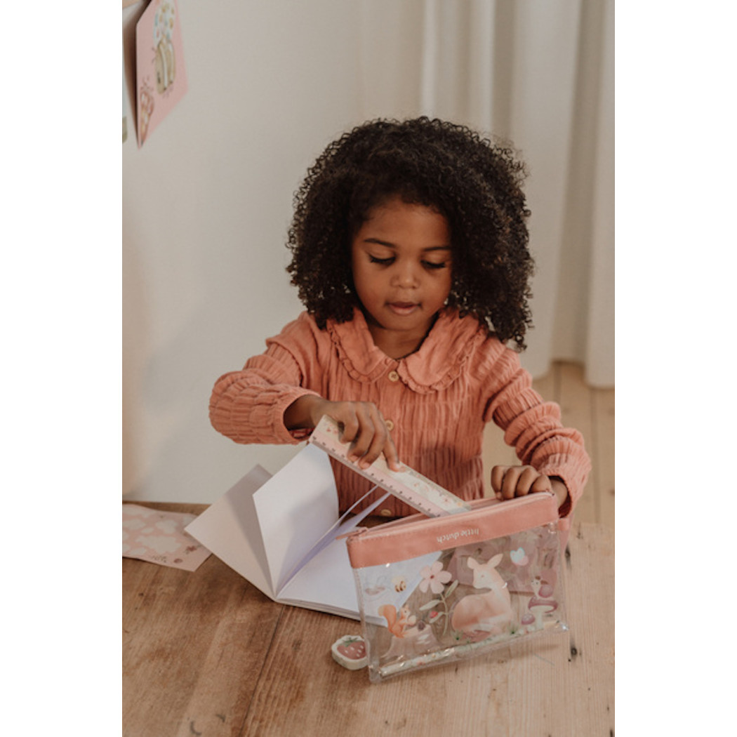 Różowy Piórnik z Zestawem Artykułów Papierniczych - Notes, Ołówek - Fairy Garden - Little Dutch