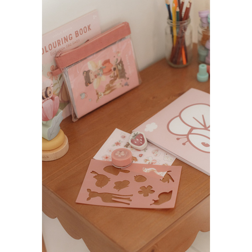 Różowy Piórnik z Zestawem Artykułów Papierniczych - Notes, Ołówek - Fairy Garden - Little Dutch