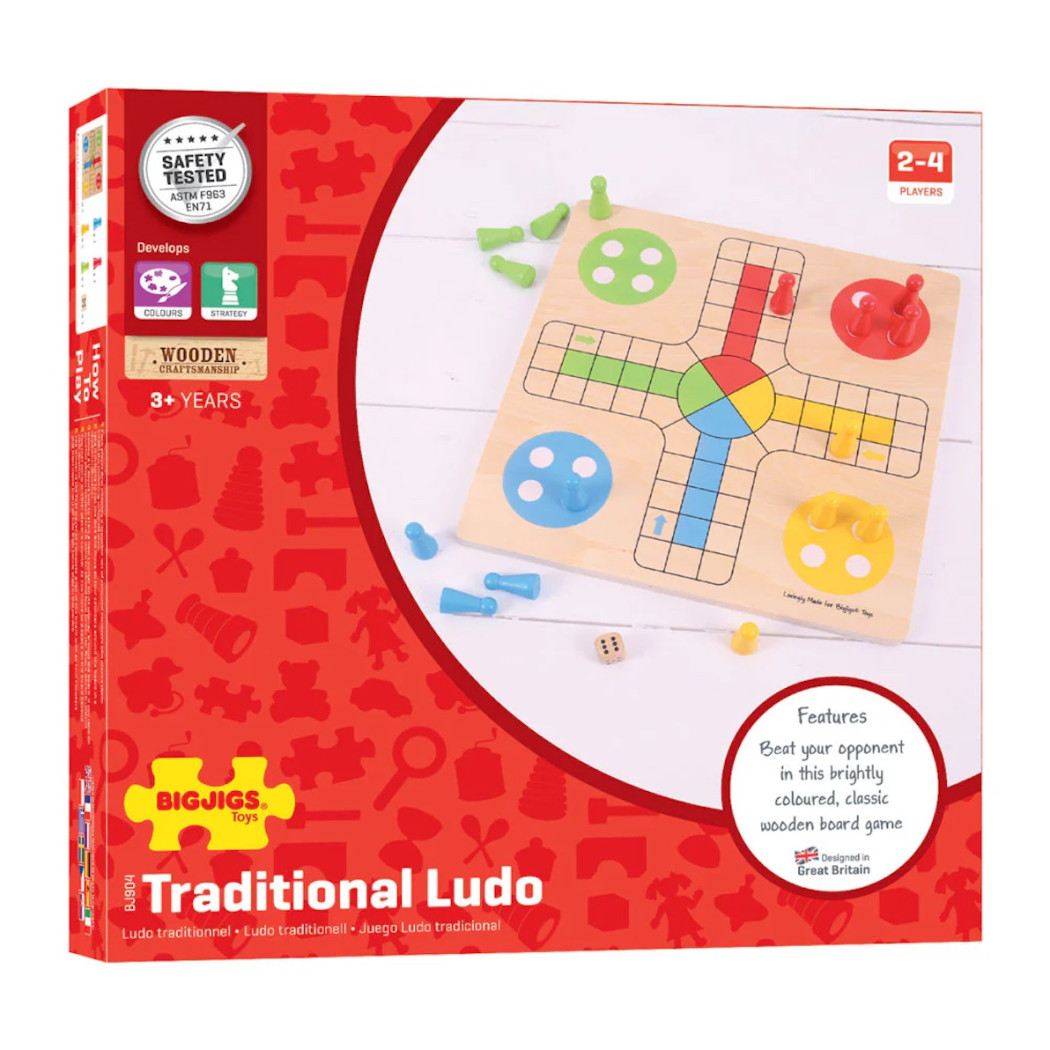 PROMOCJA Chińczyk - Tradycyjna Drewniana Gra Planszowa - Bigjigs Toys - Montessori