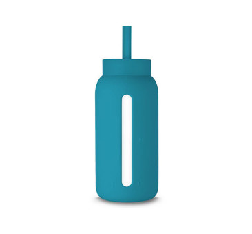 Tahiti Blue - Silikonowa Słomka i Nakładka na Szklaną Butelkę 720 ml - Muuki