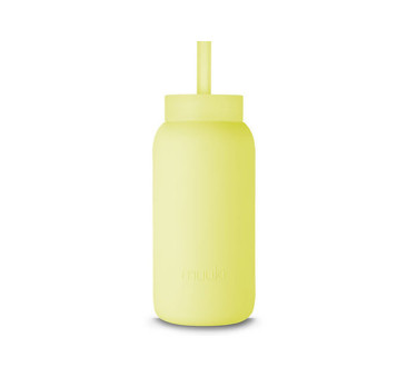 Sunny Lemonade - Silikonowa Słomka i Nakładka na Szklaną Butelkę 720 ml - Muuki