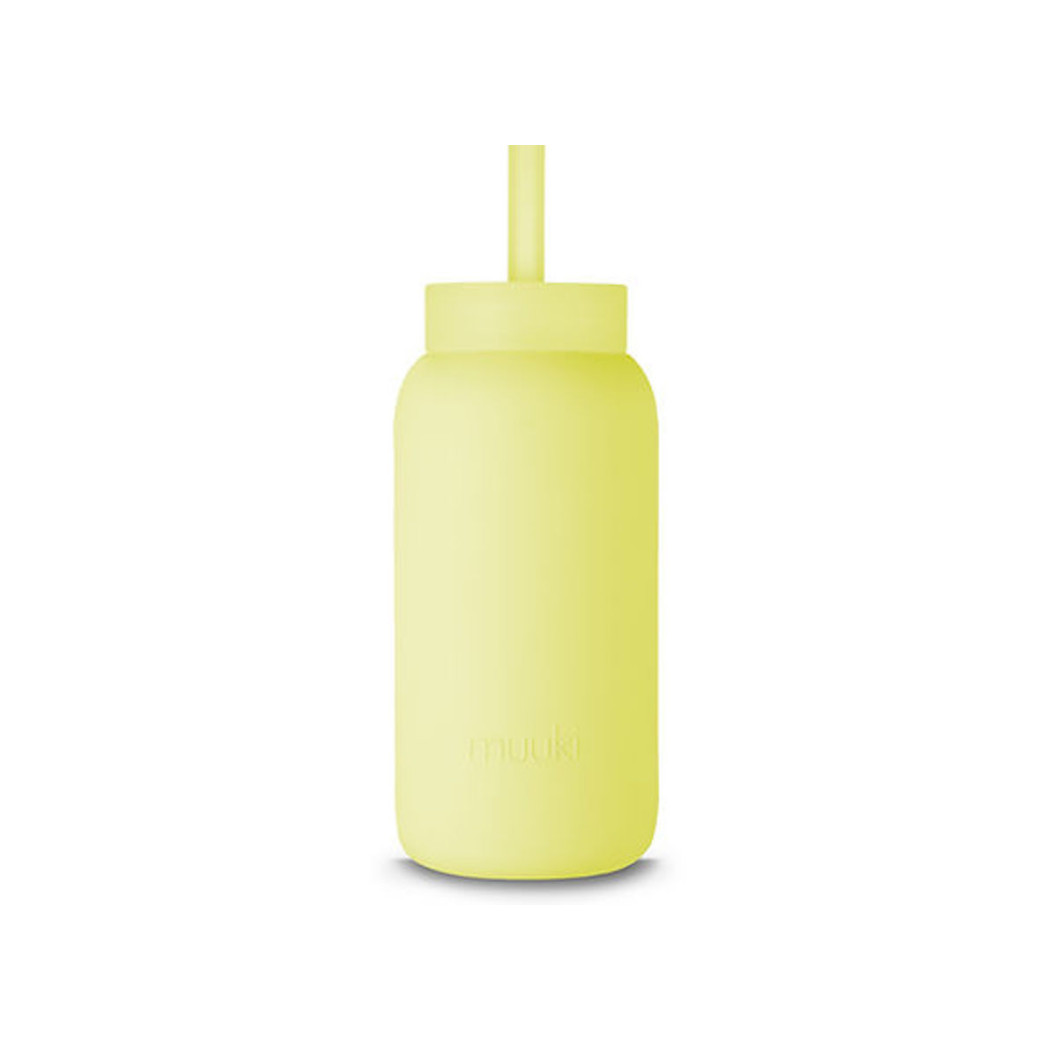 Sunny Lemonade - Silikonowa Słomka i Nakładka na Szklaną Butelkę 720 ml - Muuki
