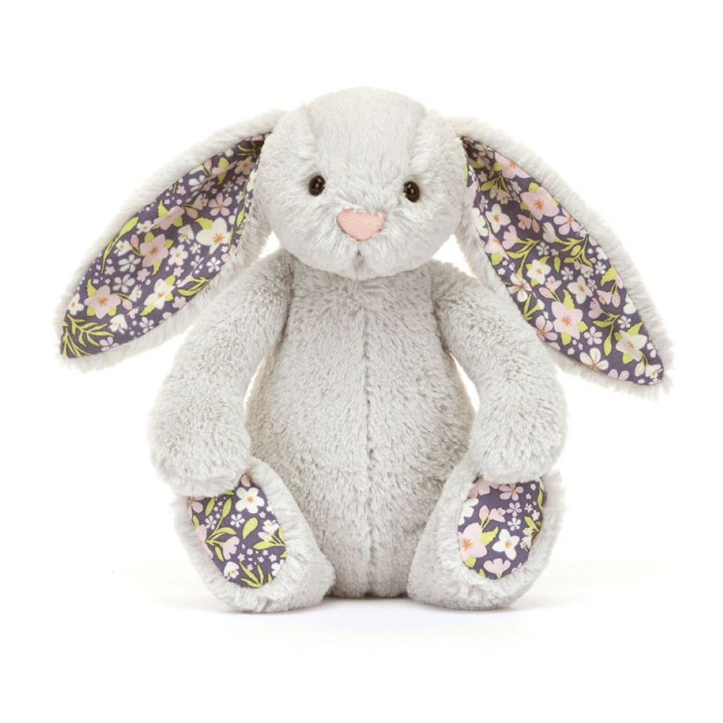 Srebrny Królik Kwiatowe Uszy i Stópki - Bloom 31 cm - Maskotka Przytulanka - JellyCat