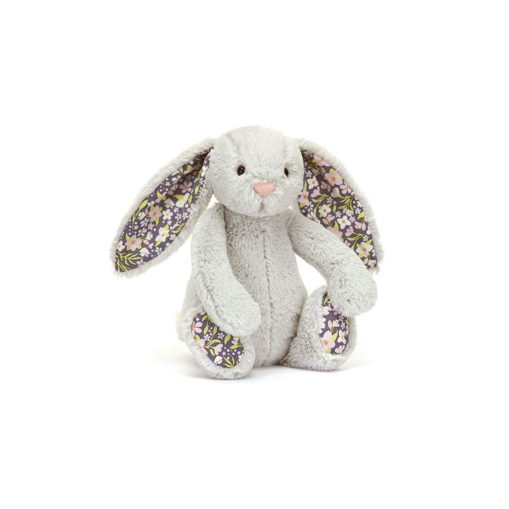 Srebrny Królik Kwiatowe Uszy i Stópki - Bloom 18 cm - Maskotka Przytulanka - JellyCat