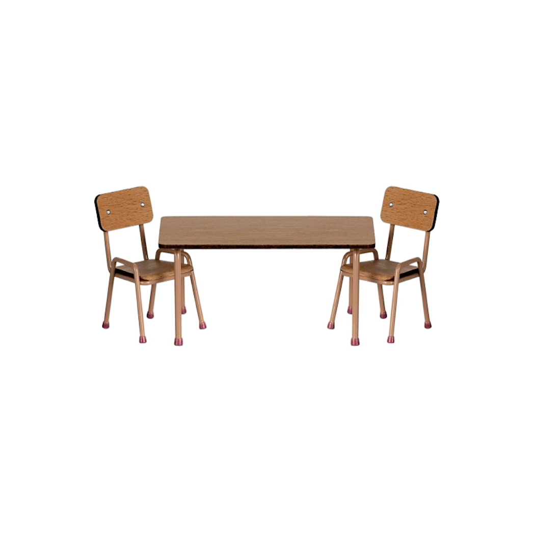 Drewniany Stół i Dwa Krzesła - Akcesoria dla Myszek - Maileg