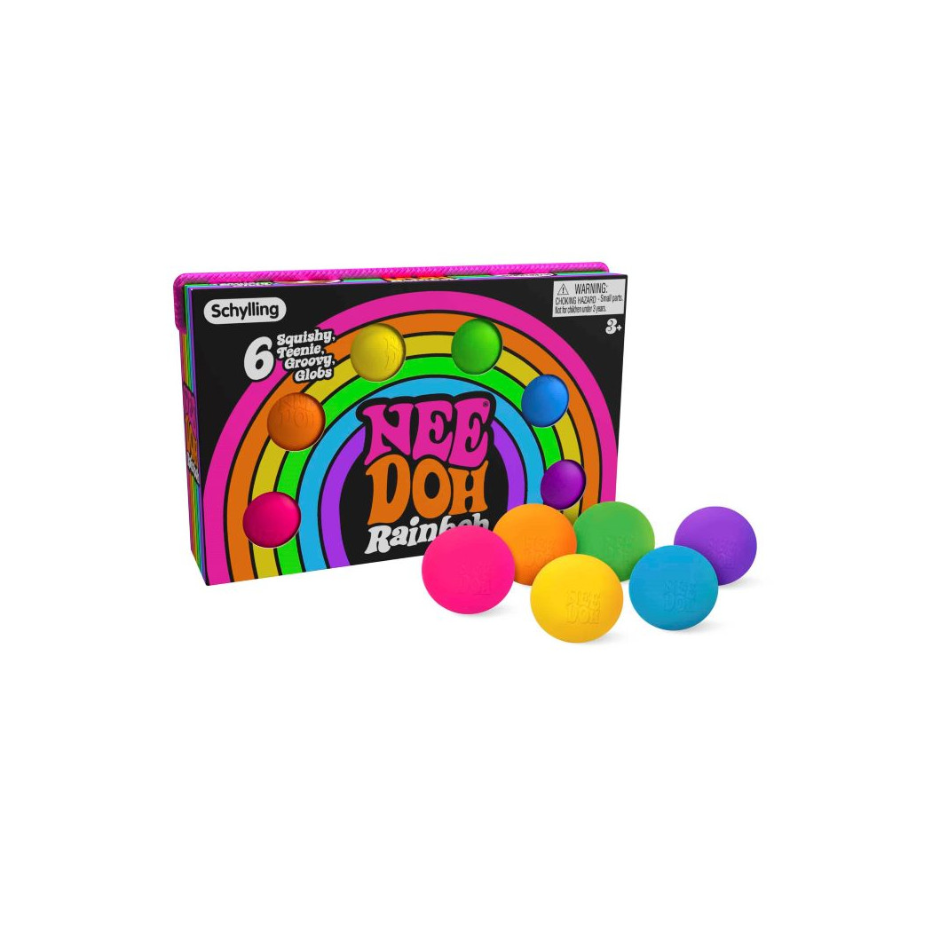 Sześć Małych Kulek w Kolorach Tęczy - 6 Rainboh - Zabawka Sensoryczna - Gniotek Antystresowy Fidget - NeeDoh