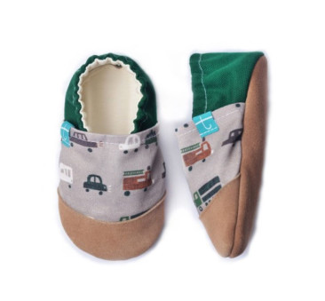 Brown Car - rozmiar 12-18 miesięcy 20/21 13,5 cm - Papcie Titot - SKÓRZANA PODESZWA